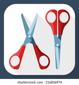 Two scissors with long shadow