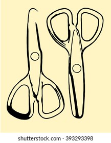 two scissors on white background
