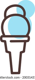 Two scoops of blue ice cream, illustration, vector on a white background.