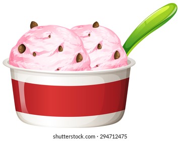 Two scoops of ice cream in a cup