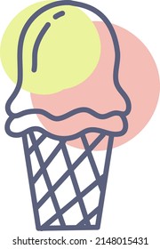 Two scoops of ice cream, illustration, vector on a white background.