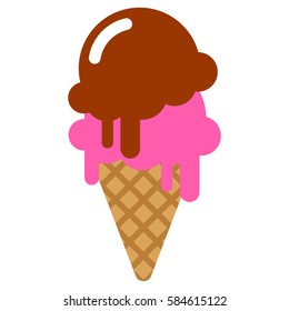 two scoops of ice cream on a sugar cone