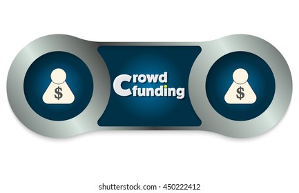 Two scratched metal frames and the words crowd funding