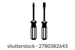 Two screwdrivers flathead and phillips head black silhouette high quality