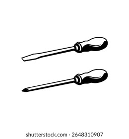 Two screwdrivers on white background 
