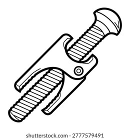 Two screws connected by a metal clip