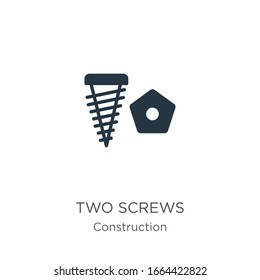 Vector de icono de dos tornillos. Icono de dos tornillos planos de la colección de construcción aislado en fondo blanco. La ilustración vectorial se puede utilizar para diseño gráfico web y móvil, logotipo, eps10