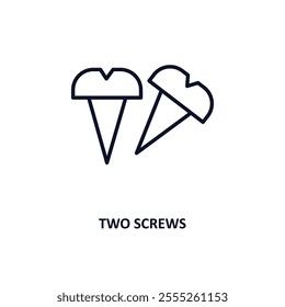 two screws outline icon.  Thin line icon from construction collection. Editable vector isolated on white background