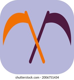 Two scythes, illustration, vector on a white background.
