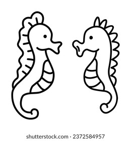 Two sea horse. Sea horses for coloring activities.