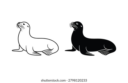 Two sea lions resting in different styles
