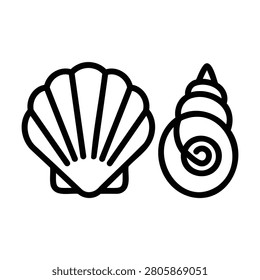 Two sea shells icon set representing ocean life and beach summer vacation theme