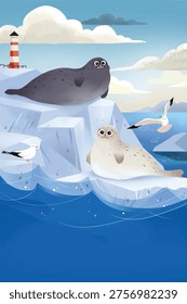 Two seals rested on the shore.