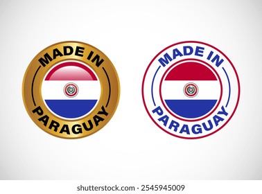 Made in Paraguay ícone da etiqueta da Nova Guiné com bandeira. Conjunto de ícones para empresa, selo, selo, adesivo, logotipo e símbolo