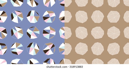 Two seamless colorful decorative vector backgrounds with polygons