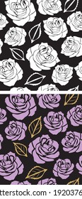 Two seamless decorative patterns with roses. Vector