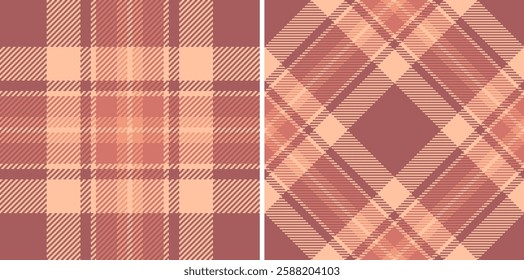 Two seamless earthytoned plaid patterns. Classic  modern textures for textile, fashion, and home décor. Versatile design ideal for website backgrounds, wrapping paper, or apparel prints.