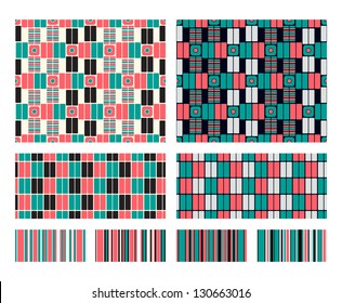 Two seamless geometric patterns with companions. Vector illustration