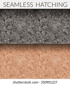 Two seamless hatching patterns. Hand drawn, editable colors, without gradients and clipping mask. 
