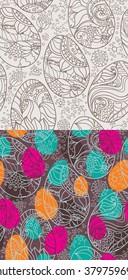 Two seamless patterns with Easter eggs.
