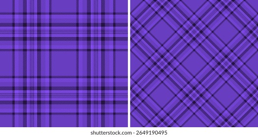 Two seamless purple plaid patterns.  Perfect for textile design, fashion, apparel, or website backgrounds.  Subtle texture and elegant color create a versatile design resource.