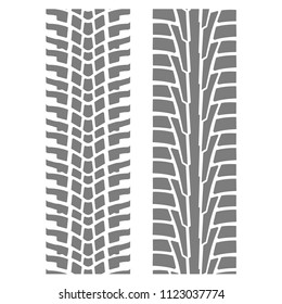 Two seamless tyre tracks patterns - wheel tire imprint