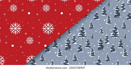Two seamless winter patterns, print for gift wrapping or winter background. The finished pattern in patterns allows you to create a pattern of any shape.
