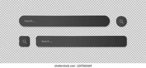 Two search strings of different shapes on a light gray background. A set of Realistic search icons. Vector illustration.