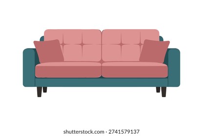 Two seat teal and pink tufted sofa couch seating furniture