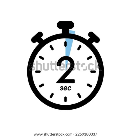 two seconds stopwatch icon, timer symbol, 2 sec waiting time vector illustration