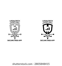 Two secure web app logos with shield and key symbols vector illustration security