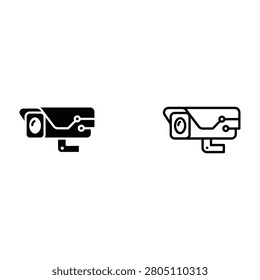 Two security camera icons in black and white are shown