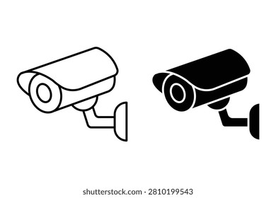 Two security camera icons in black and white