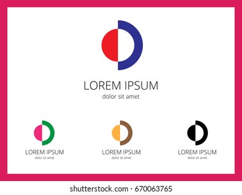 Two semicircles of letters C and D. Four color variants for company logo
