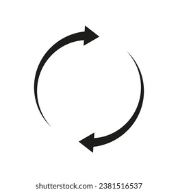 Dos flechas semicirculares. Seguir unos a otros en círculo. Símbolo vector.