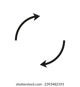 Two semicircular arrows. Following each other in a circle. Vector symbol.