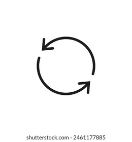 Two semicircular arrows. Following each other in a circle. A pair of semi circle rotating thin arrows. Vector illustration.