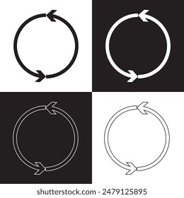 Two semicircular arrows. Following each other in a circle. Vector symbol. isolated on white and black background. EPS 10