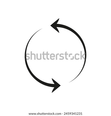 Two semicircular arrows. Following each other in a circle. A pair of semi circle rotating thin arrows. Vector illustration.