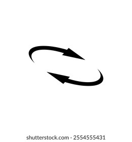 Two semicircular arrows rotate 360 ​​degrees. Following each other in a circle. Vector symbol.