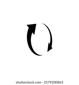 Two semicircular arrows rotate 360 ​​degrees. Following each other in a circle. Vector symbol.