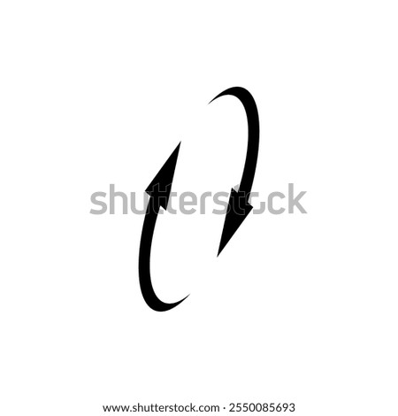 Two semicircular arrows rotate 360 ​​degrees. Following each other in a circle. Vector symbol.