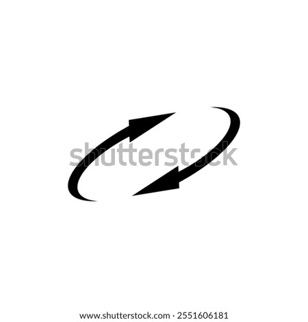 Two semicircular arrows rotate 360 ​​degrees. Following each other in a circle. Vector symbol.