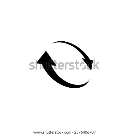 Two semicircular arrows rotate 360 ​​degrees. Following each other in a circle. Vector symbol.