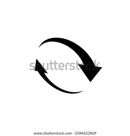 Two semicircular arrows rotate 360 ​​degrees. Following each other in a circle. Vector symbol.