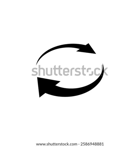 Two semicircular arrows rotate 360 ​​degrees. Following each other in a circle. Vector symbol.