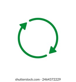 Two semicircular rotating green arrows. Following each other in a circle. Vector symbol.