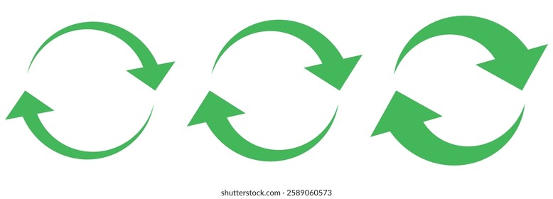 Two semicircular rotating green arrows. Following each other in a circle. Vector symbol. Recycle icon symbol. recycle, zero waste icon vector.