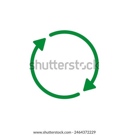 Two semicircular rotating green arrows. Following each other in a circle. Vector symbol.