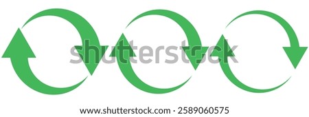 Two semicircular rotating green arrows. Following each other in a circle. Vector symbol. Recycle icon symbol. recycle, zero waste icon vector.